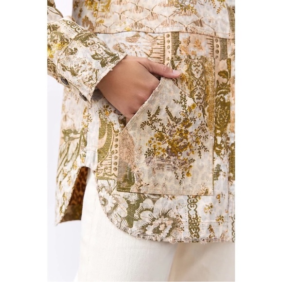 Anthropologie PILCRO THE FIELDER DENIM Floral SHIRT JACKET Size S - Picture 3 of 15